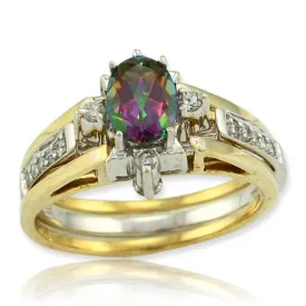 10KY 1.00CTW DIA. & MYSTIC TOPAZ REV RING