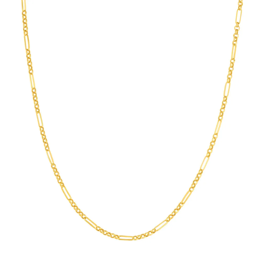 14k Gold Hollow Rolo Chain Necklace