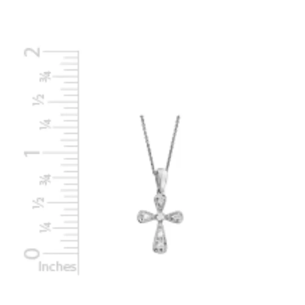 14k Gold Teardrop Shape Diamond Cross Pendant Necklace