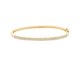 14k Pave Three Row Bangle