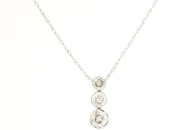 14K White Gold Graduated Diamond Drop Necklace