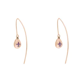 18ct Rose Gold Blue John Fleur De Lis Disc Drop Earrings