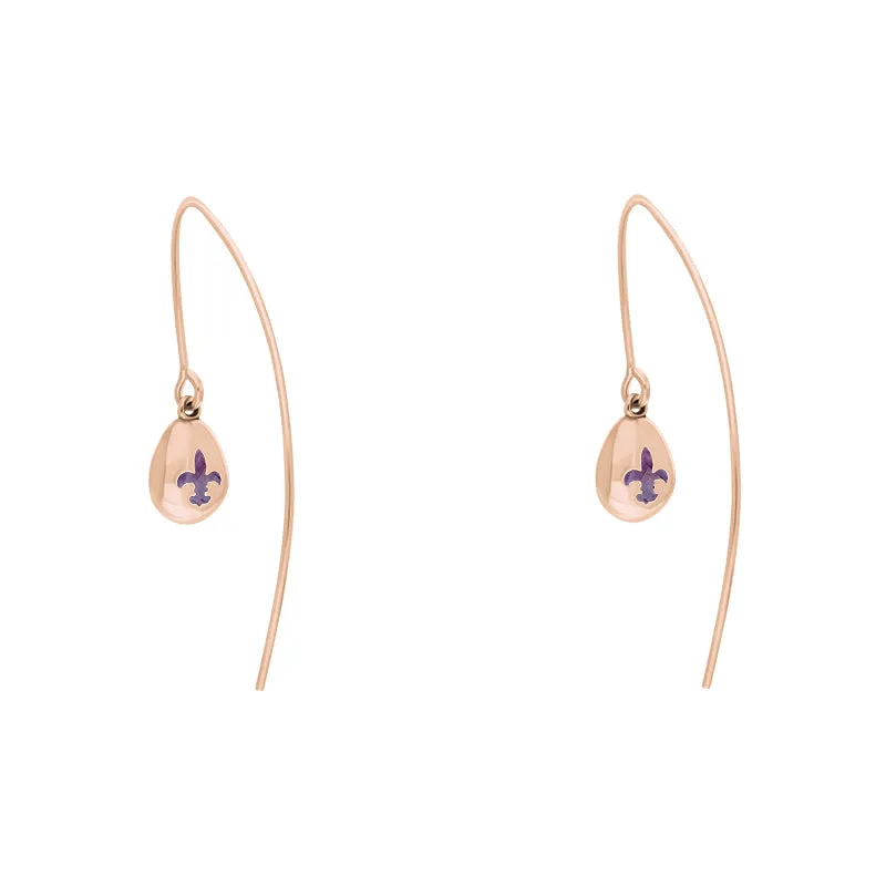 18ct Rose Gold Blue John Fleur De Lis Disc Drop Earrings