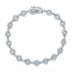 18ct White Gold Diamond Set Circle Link Bracelet