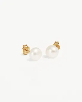 18k Gold Vermeil Floating On Air Pearl Stud Earrings - 8mm