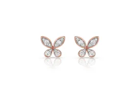 18kt Rose Gold Diamond Butterfly Stud Earrings