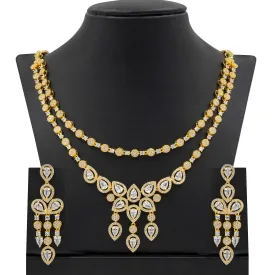 24ct Gold Plated Stone Necklace with stud PMSNS4W-0021, PMSHST14W-052