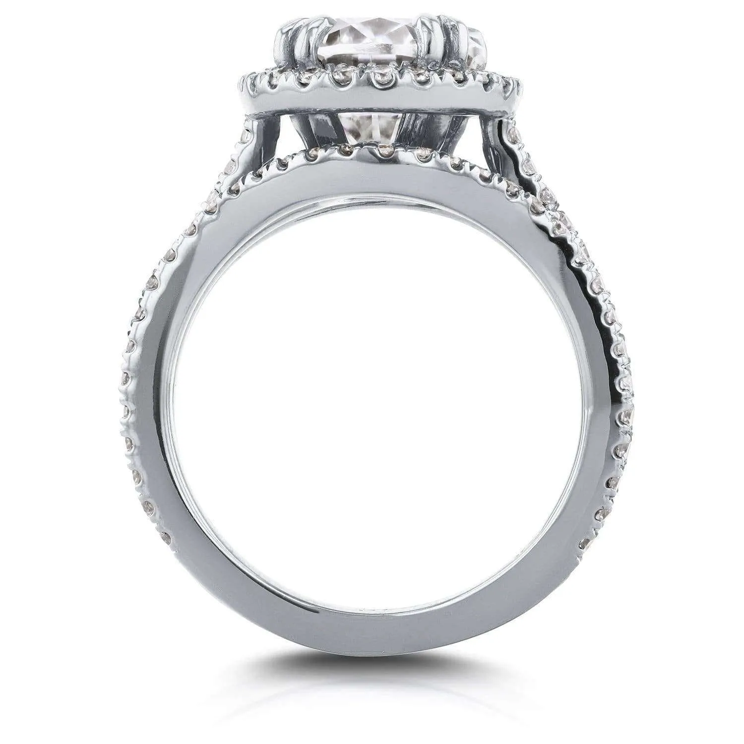 3-3/5ct.tw Oval Halo Basket Cathedral Bridal Set