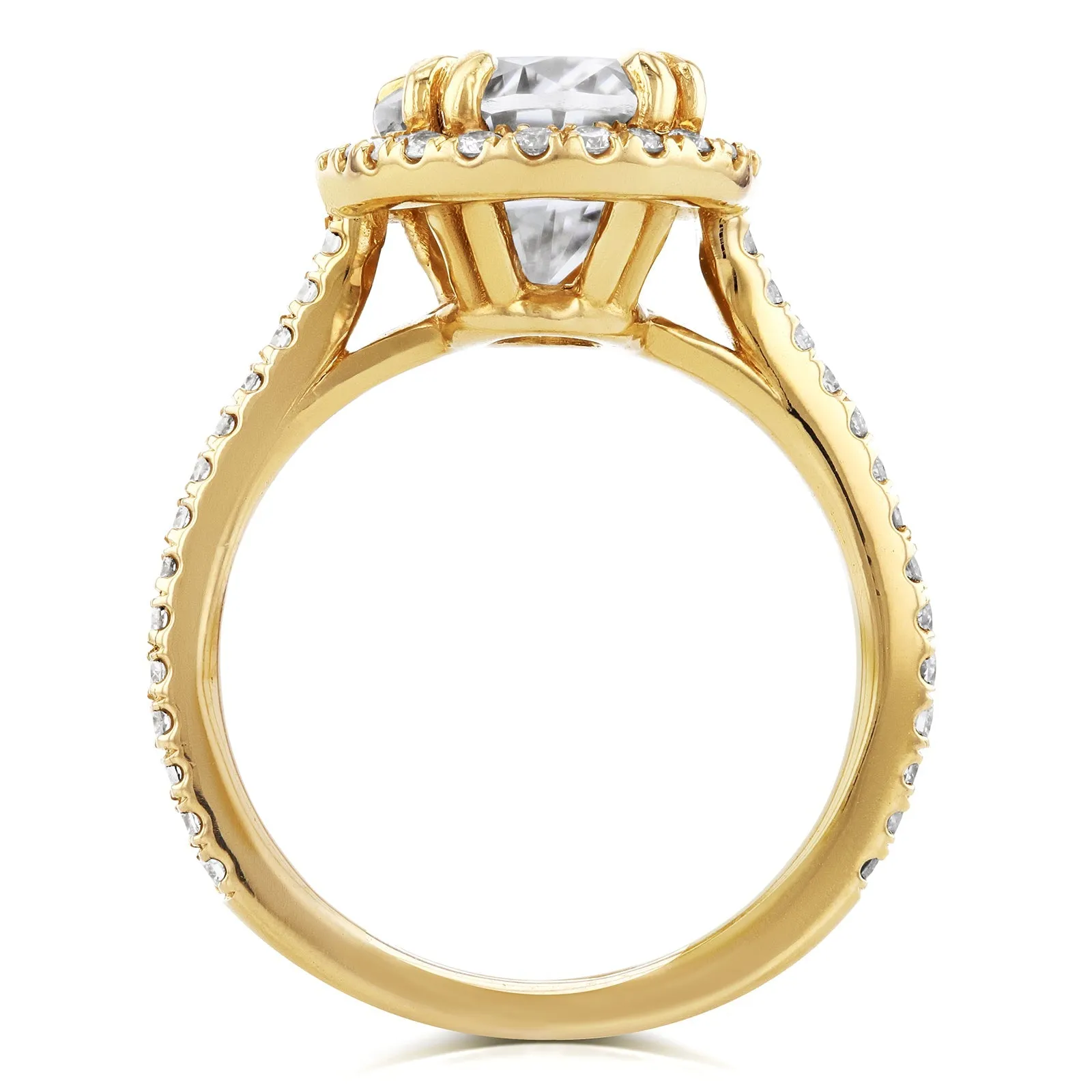 3-3/5ct.tw Oval Halo Basket Cathedral Bridal Set