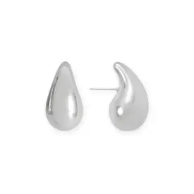 .925 Sterling Silver Hollow Raindrop Earrings