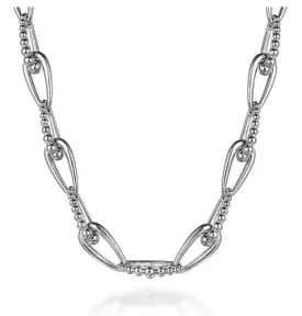 925 Sterling Silver Oval Link Chain Necklace with Bujukan Connectors