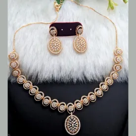 Aamrapali Rose Gold  Plated AD Necklace Set