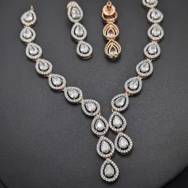 Aamrapali  Rose Gold Plated American Diamond Necklace Set