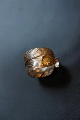 Albatory 18K Gold Point Silver Feather Ring