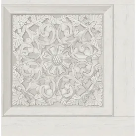 Albie Dove Carved Panel Wallpaper  | Brewster Wallcovering