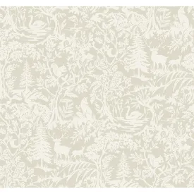 Alrick Taupe Forest Venture Wallpaper  | Brewster Wallcovering