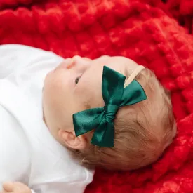 Baby Bow - Forest Green Satin