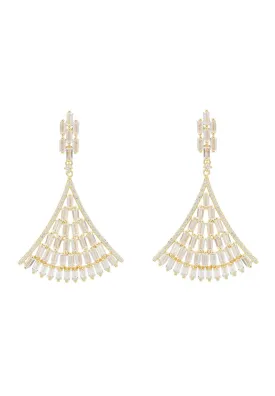 Baguette Fan Tail Earrings Gold