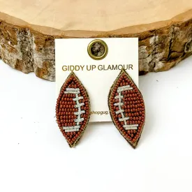 Beaded Football Stud Earrings in Brown