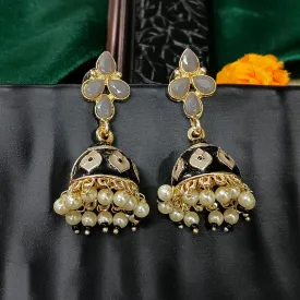 Bhavi Jewels Gold Plated Mennakari Jhumki Earrings