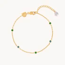 Blue & Green Topaz Charm Bracelet in Gold