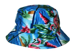 Chapeau bob imprimé floral - flamants roses