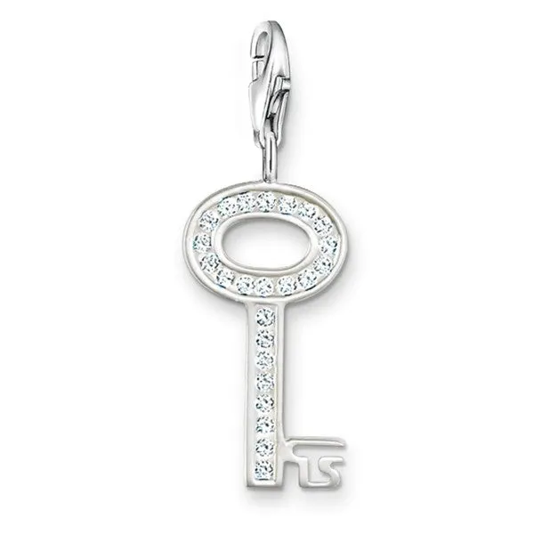 CHARM CLUB STERLING SILVER KEY CZ CHARM