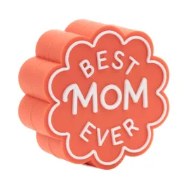 Charmers Best Mom Ever Coral Silicone Charm