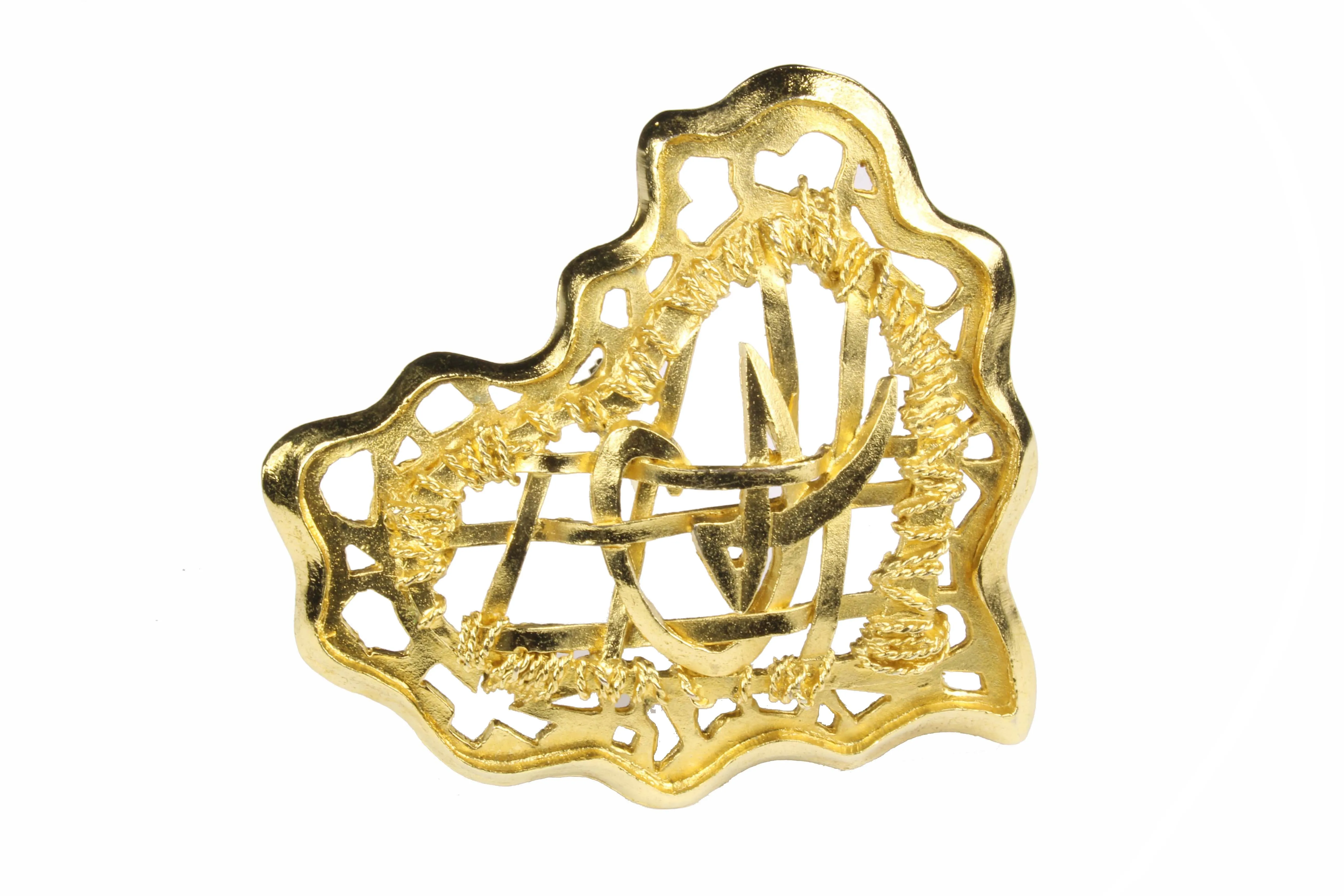 CHRISTIAN LACROIX gold heart logo brooch