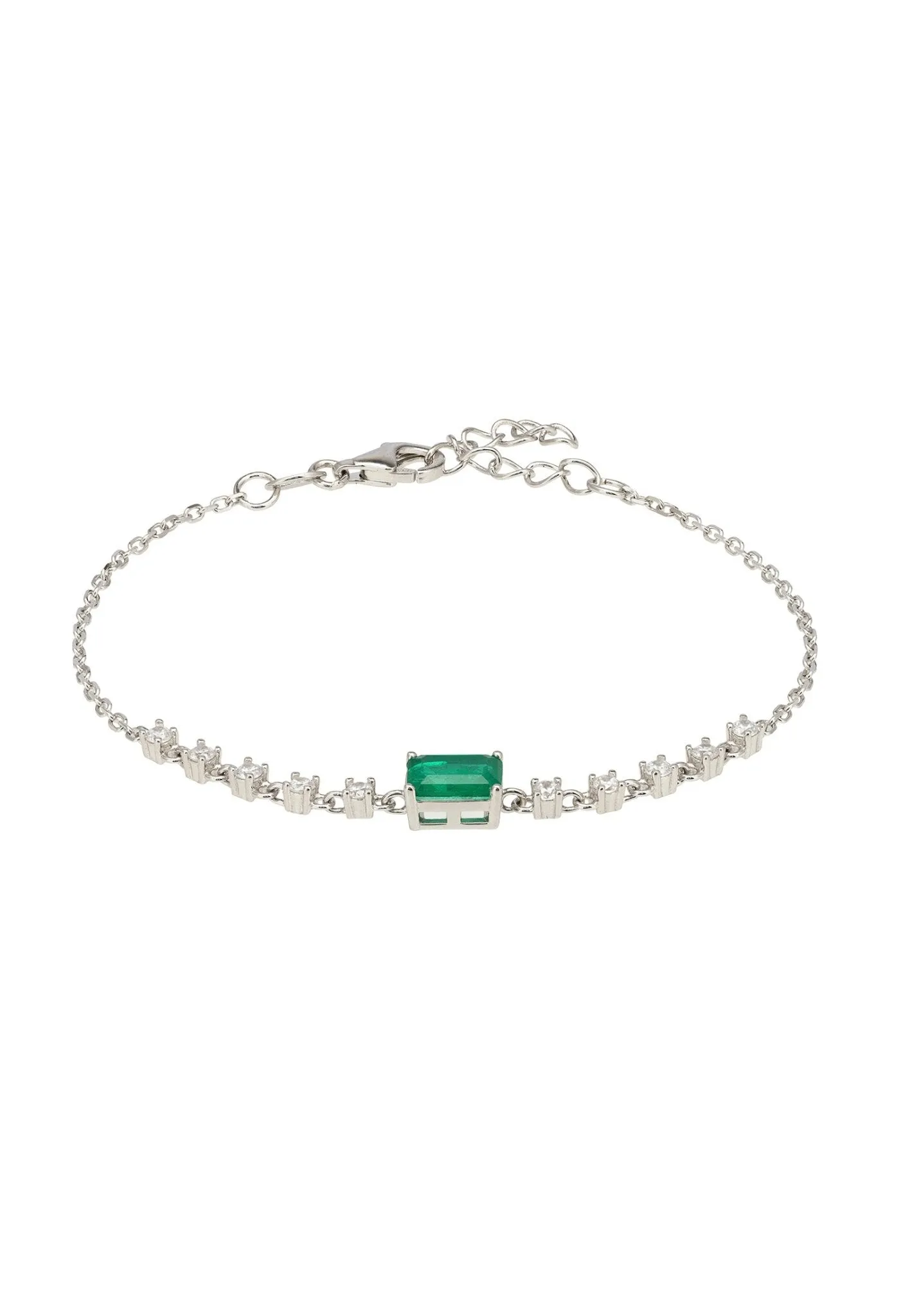 Claudia Gemstone Bracelet Silver Colombian Emerald