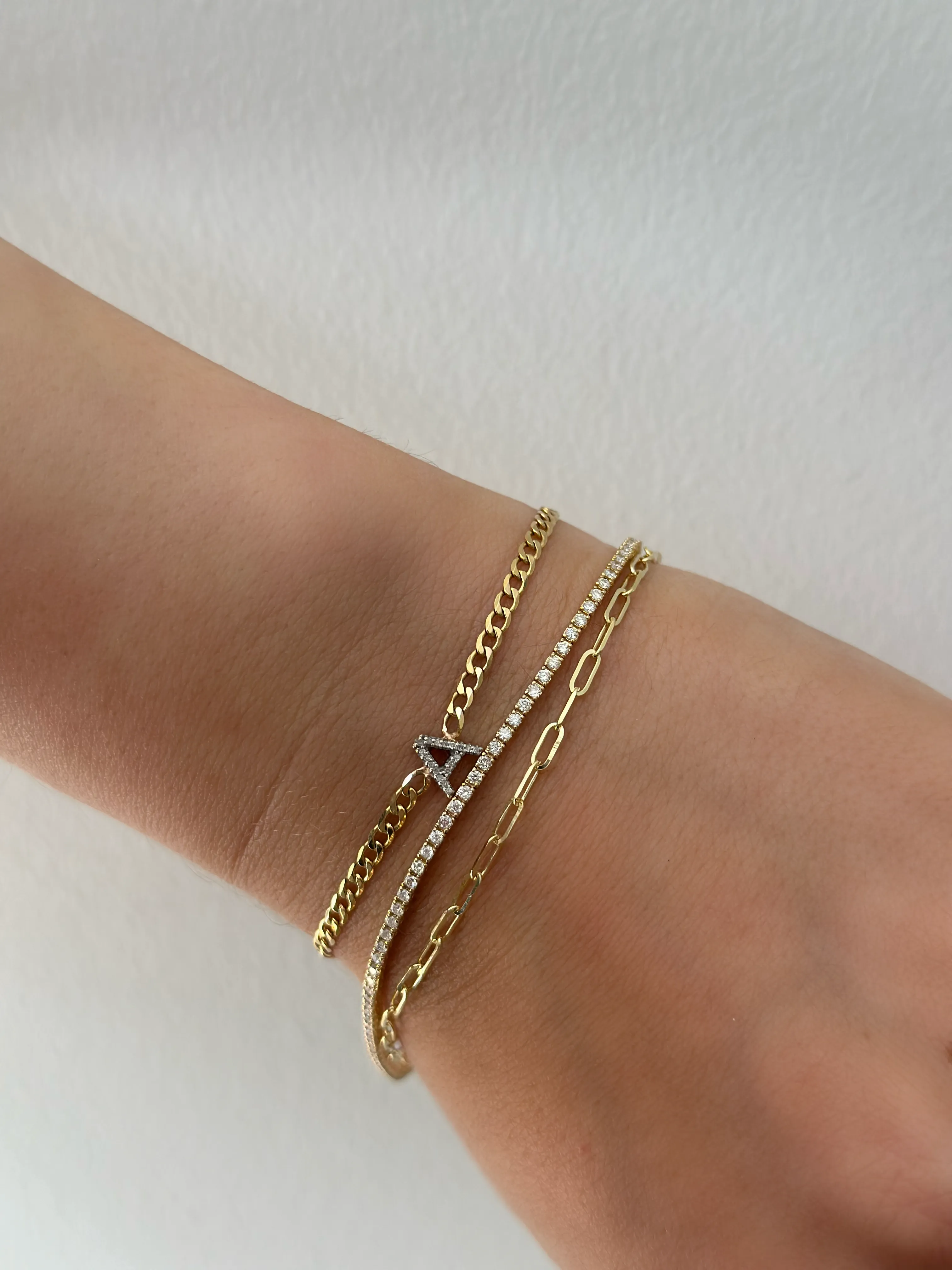 Curb Chain and Diamond Initial Bracelet