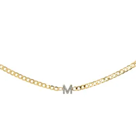 Curb Chain and Diamond Initial Bracelet