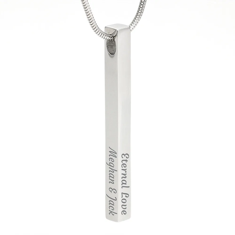 Custom 4 Sided Stick Bar Necklace -With Together We Are Everything Message Card To Wife