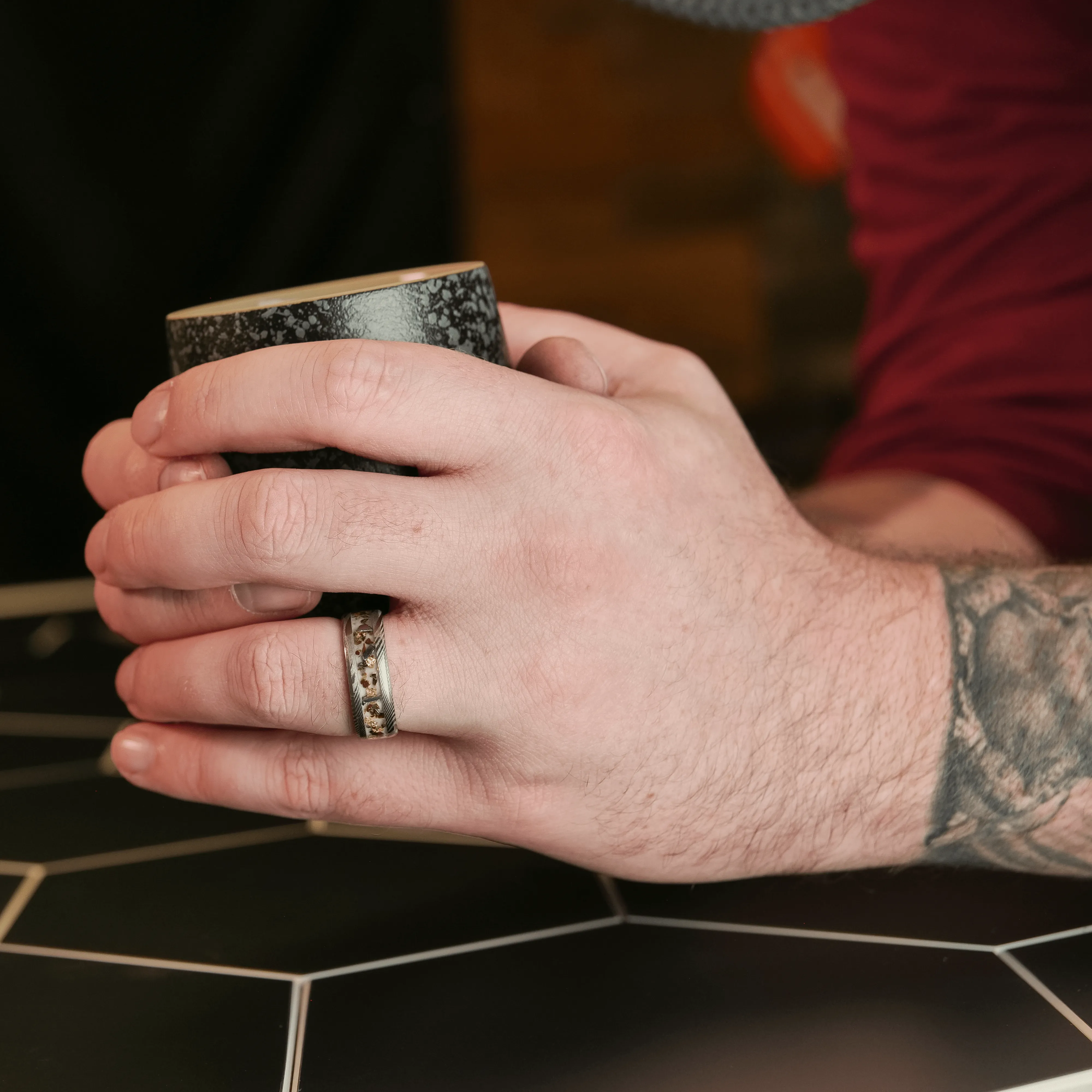 Custom Twisted Damascus Glowstone Ring