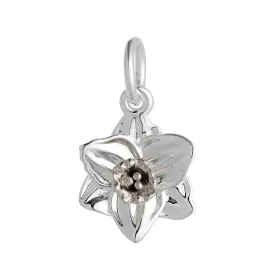 Daffodil Flower Silver Charm