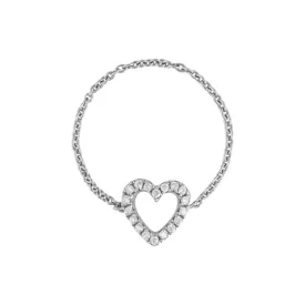 Diamond Heart Chain Ring