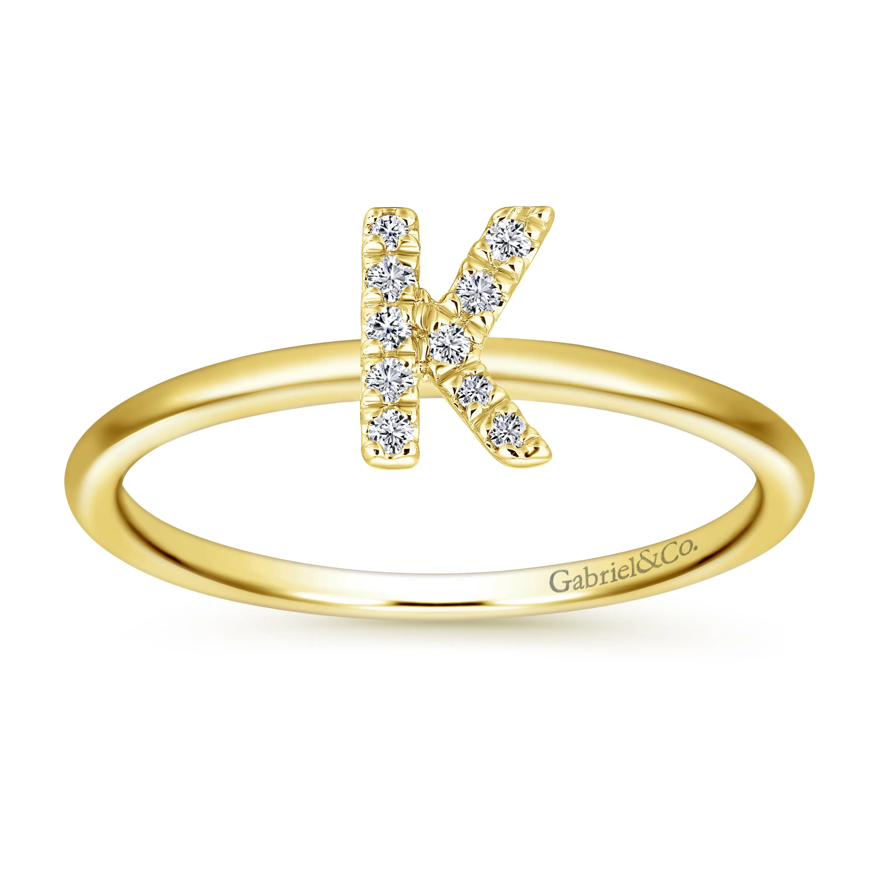 Gabriel 14K Gold Pavé Diamond Initial Ring