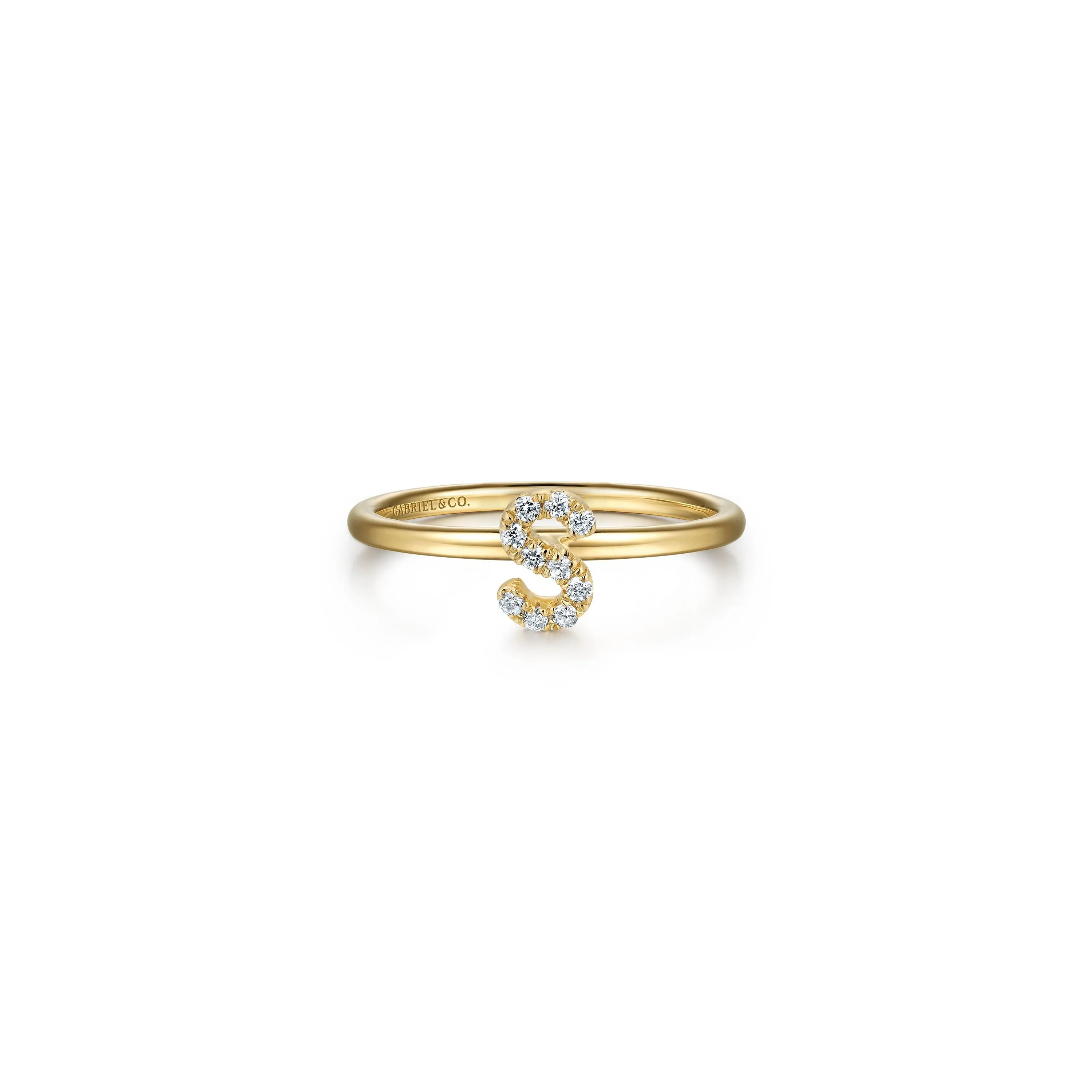 Gabriel 14K Gold Pavé Diamond Initial Ring