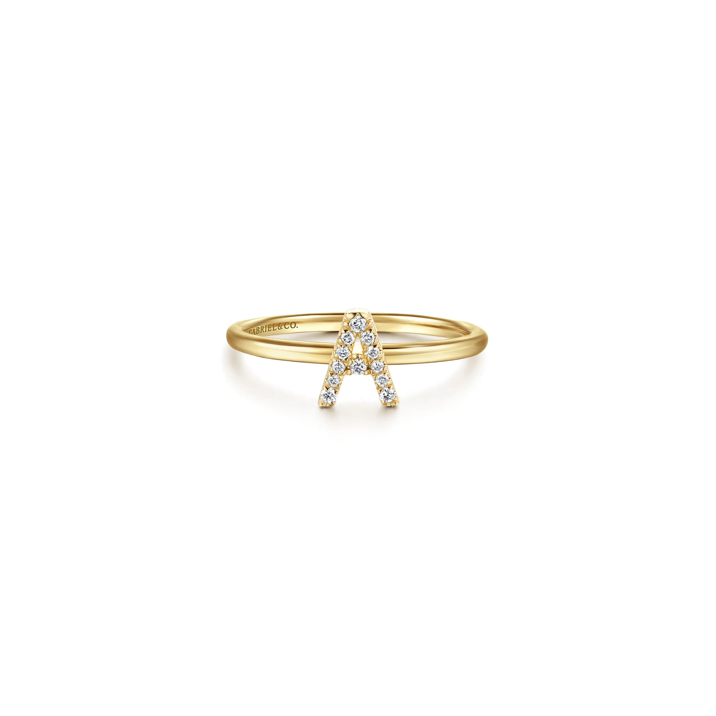 Gabriel 14K Gold Pavé Diamond Initial Ring