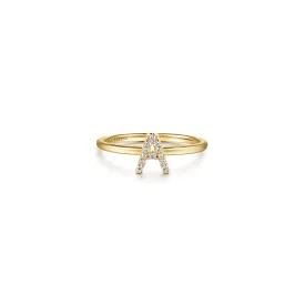 Gabriel 14K Gold Pavé Diamond Initial Ring