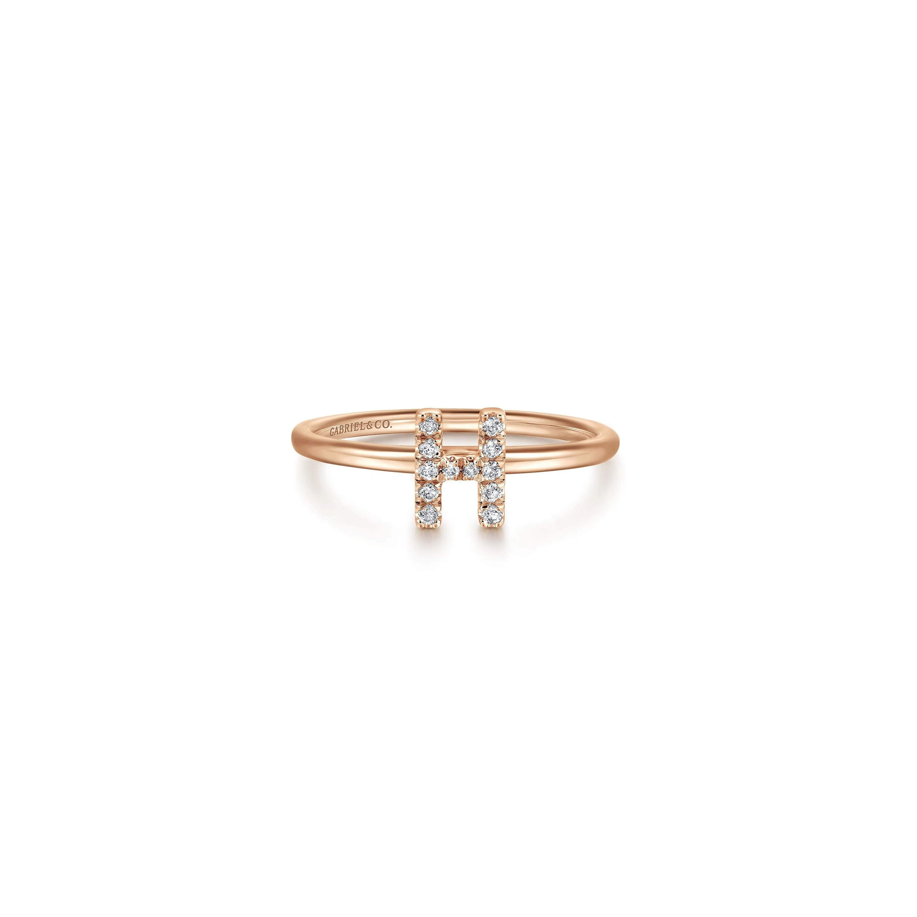 Gabriel 14K Gold Pavé Diamond Initial Ring