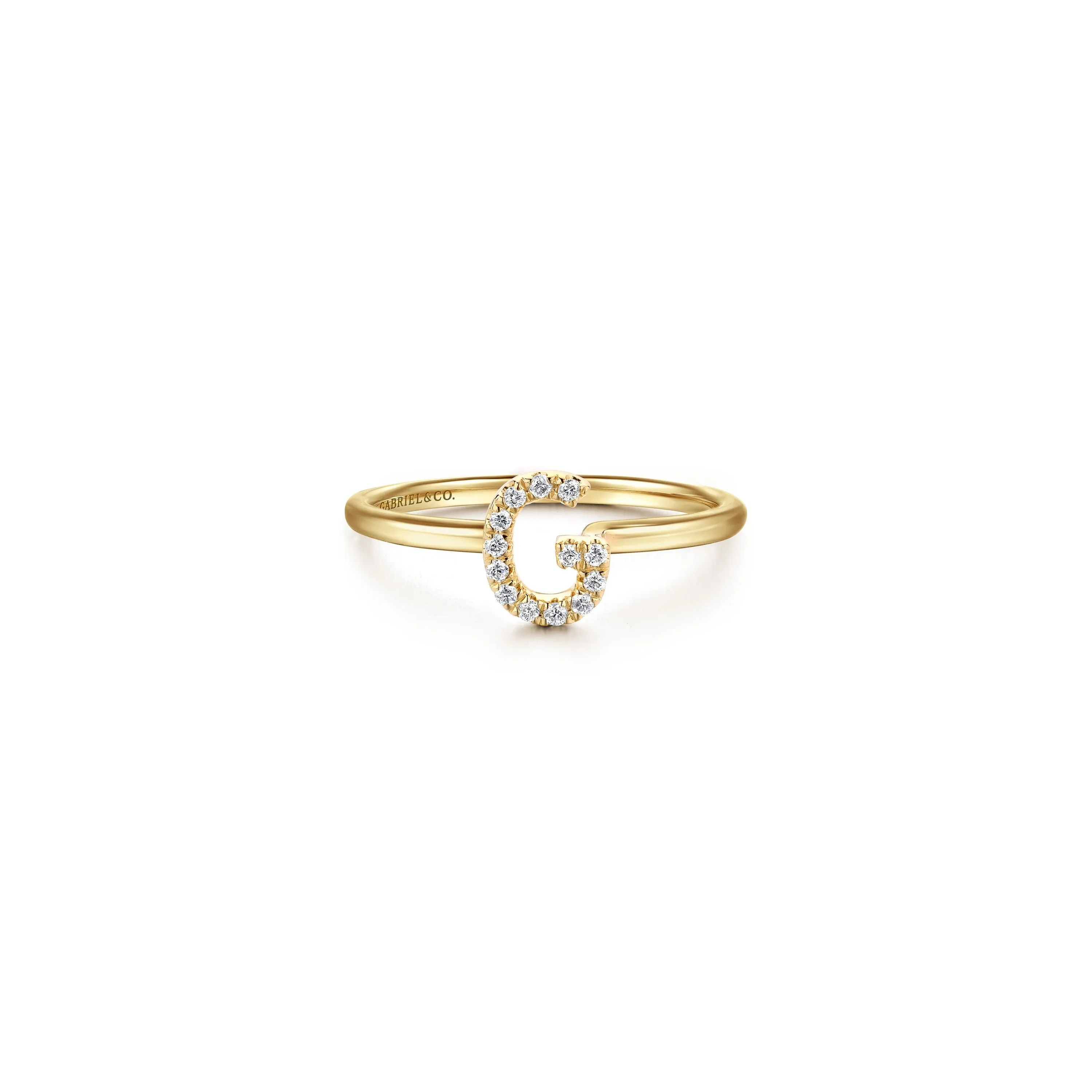 Gabriel 14K Gold Pavé Diamond Initial Ring