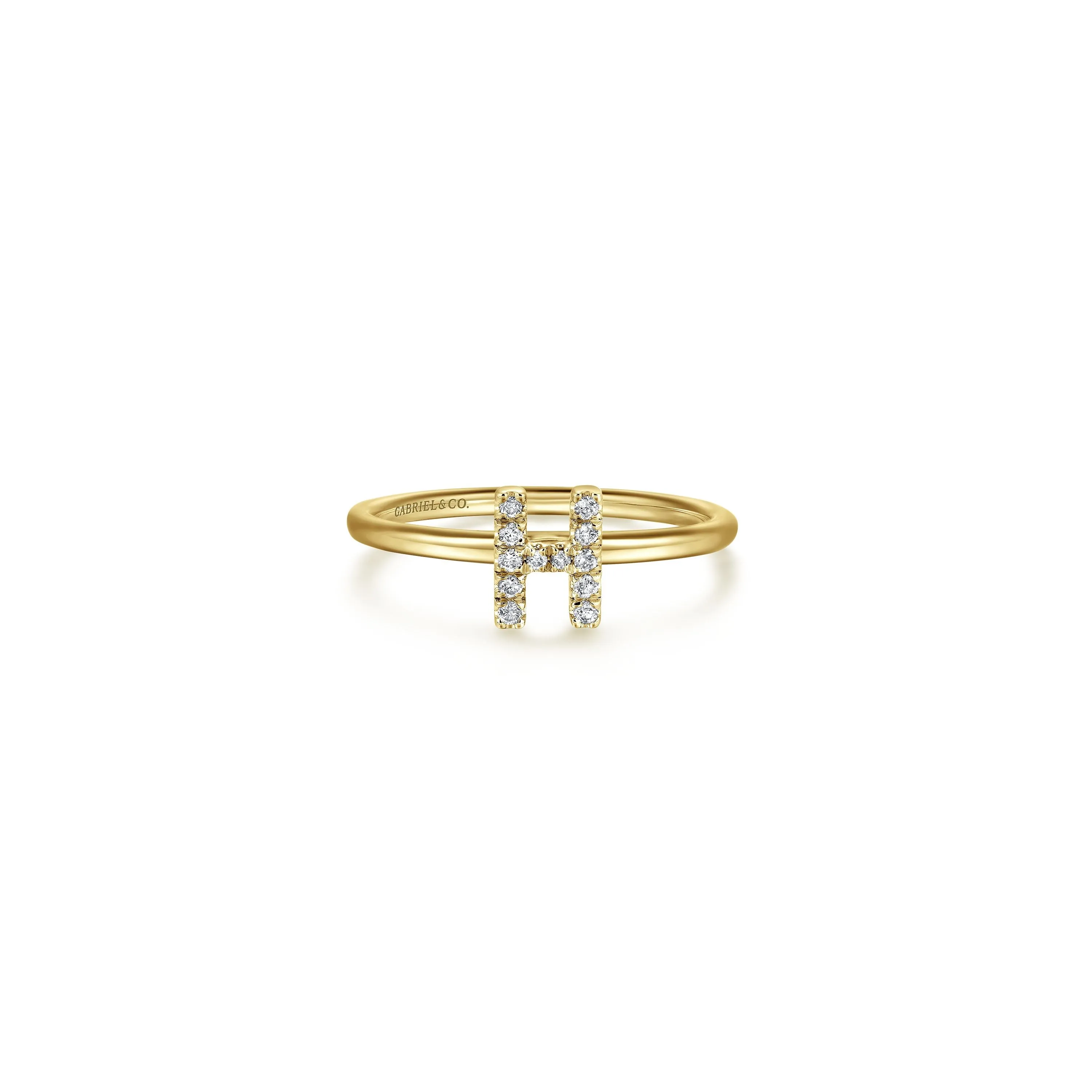 Gabriel 14K Gold Pavé Diamond Initial Ring