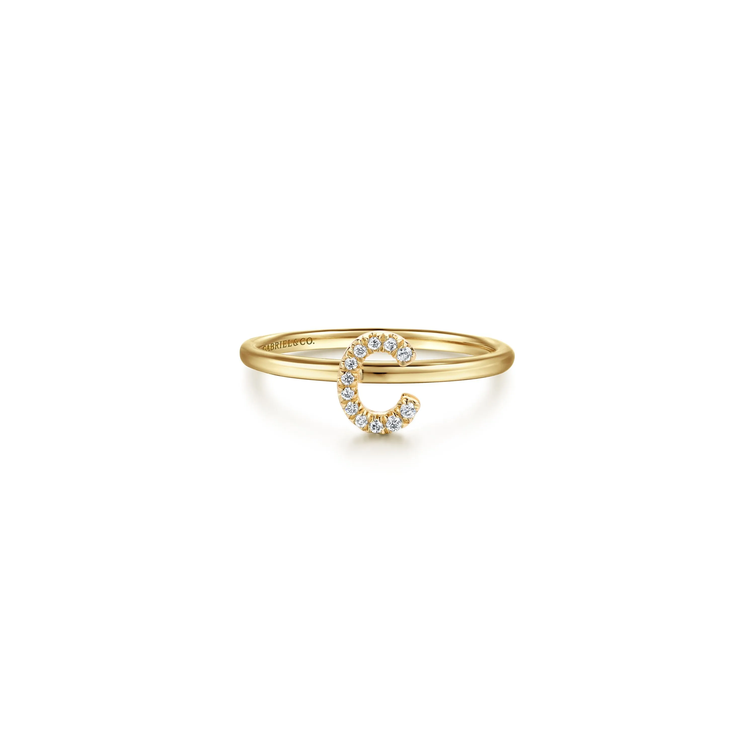 Gabriel 14K Gold Pavé Diamond Initial Ring