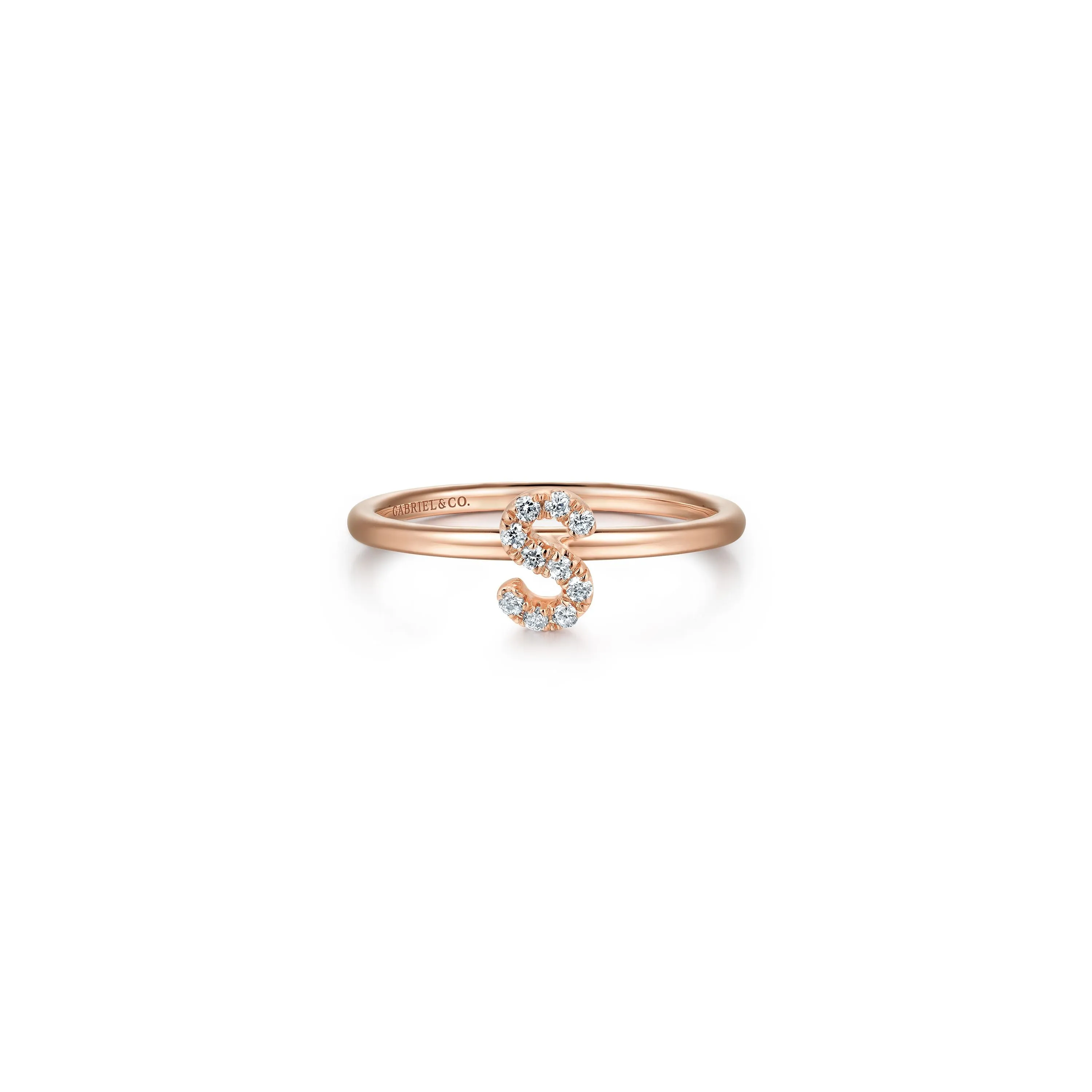 Gabriel 14K Gold Pavé Diamond Initial Ring