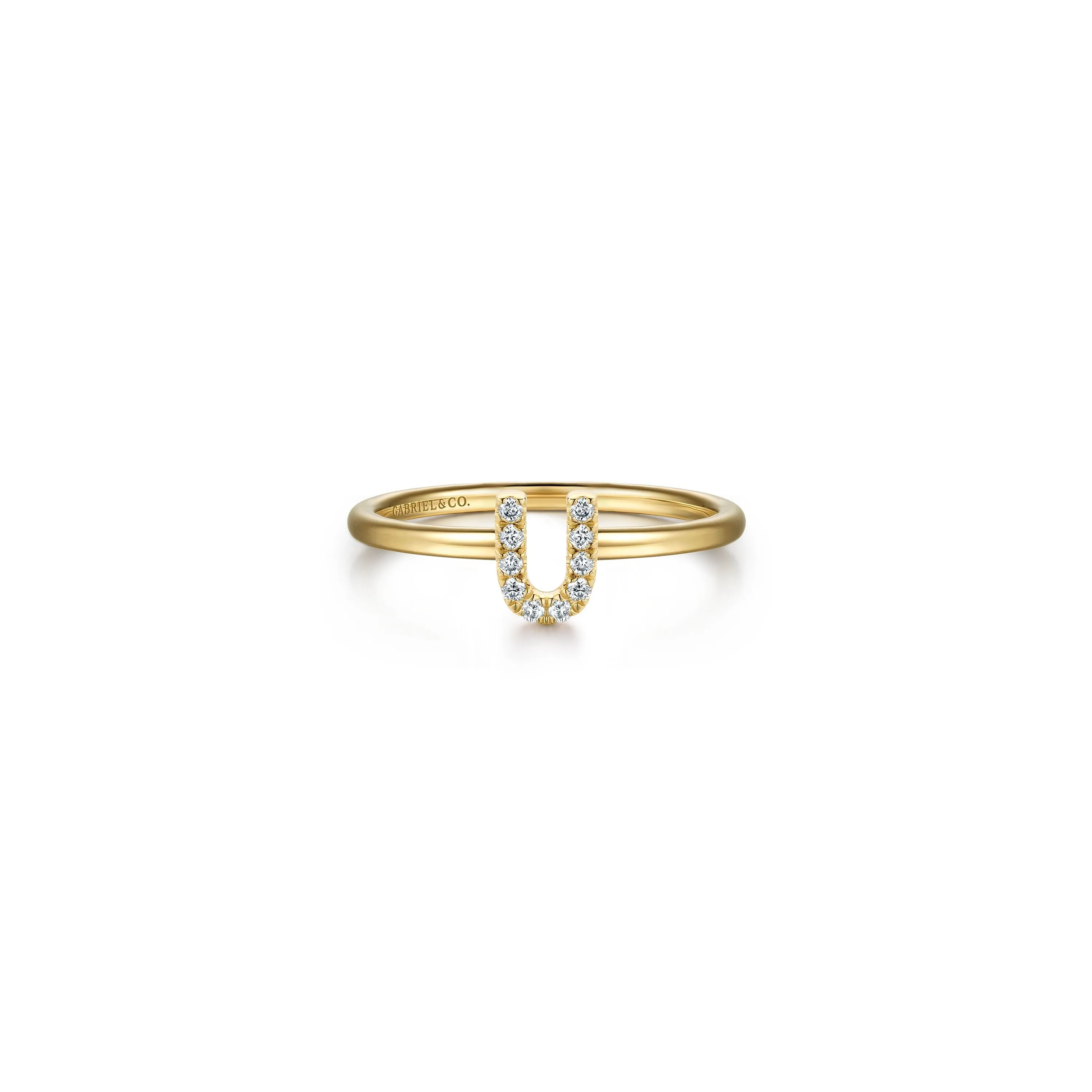 Gabriel 14K Gold Pavé Diamond Initial Ring