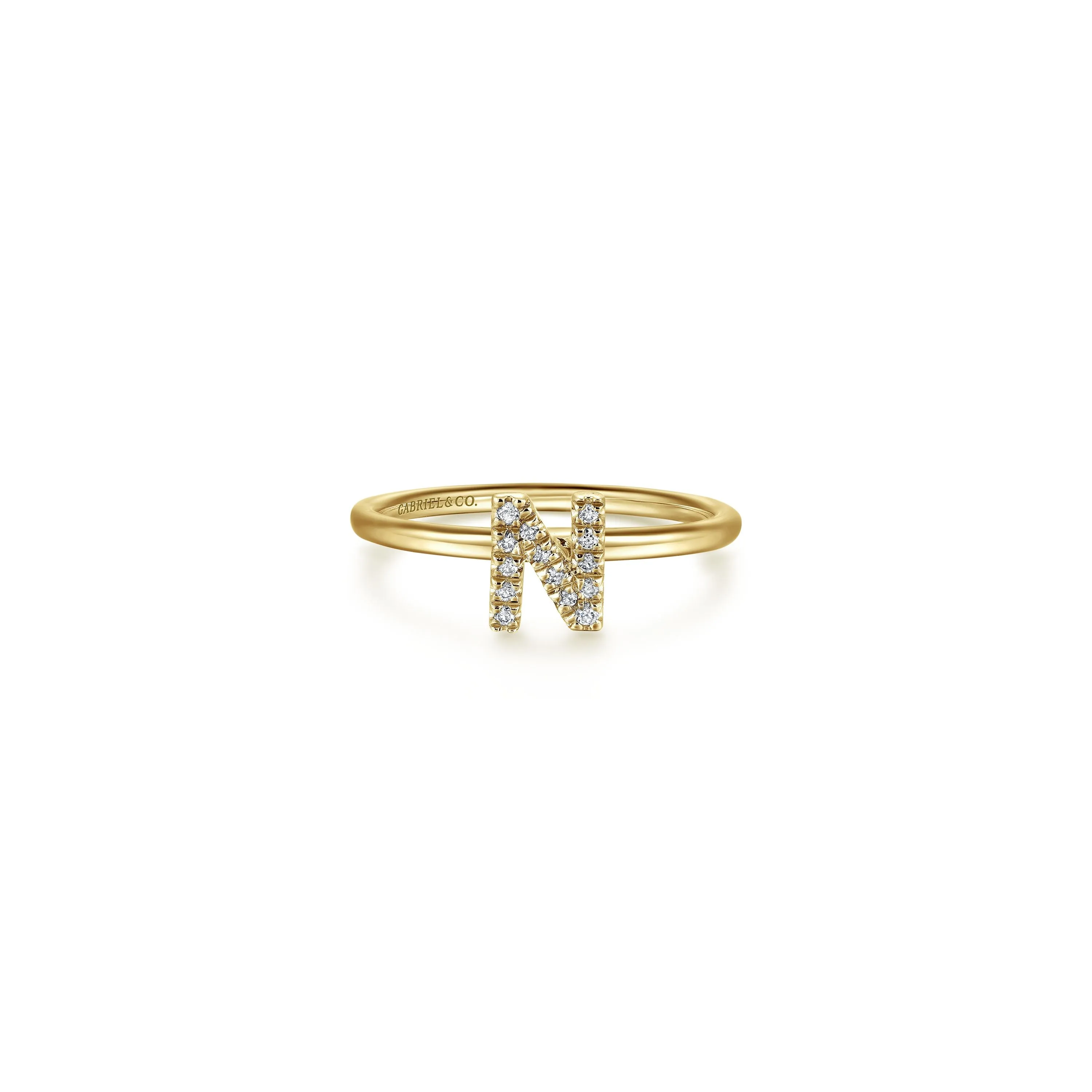 Gabriel 14K Gold Pavé Diamond Initial Ring