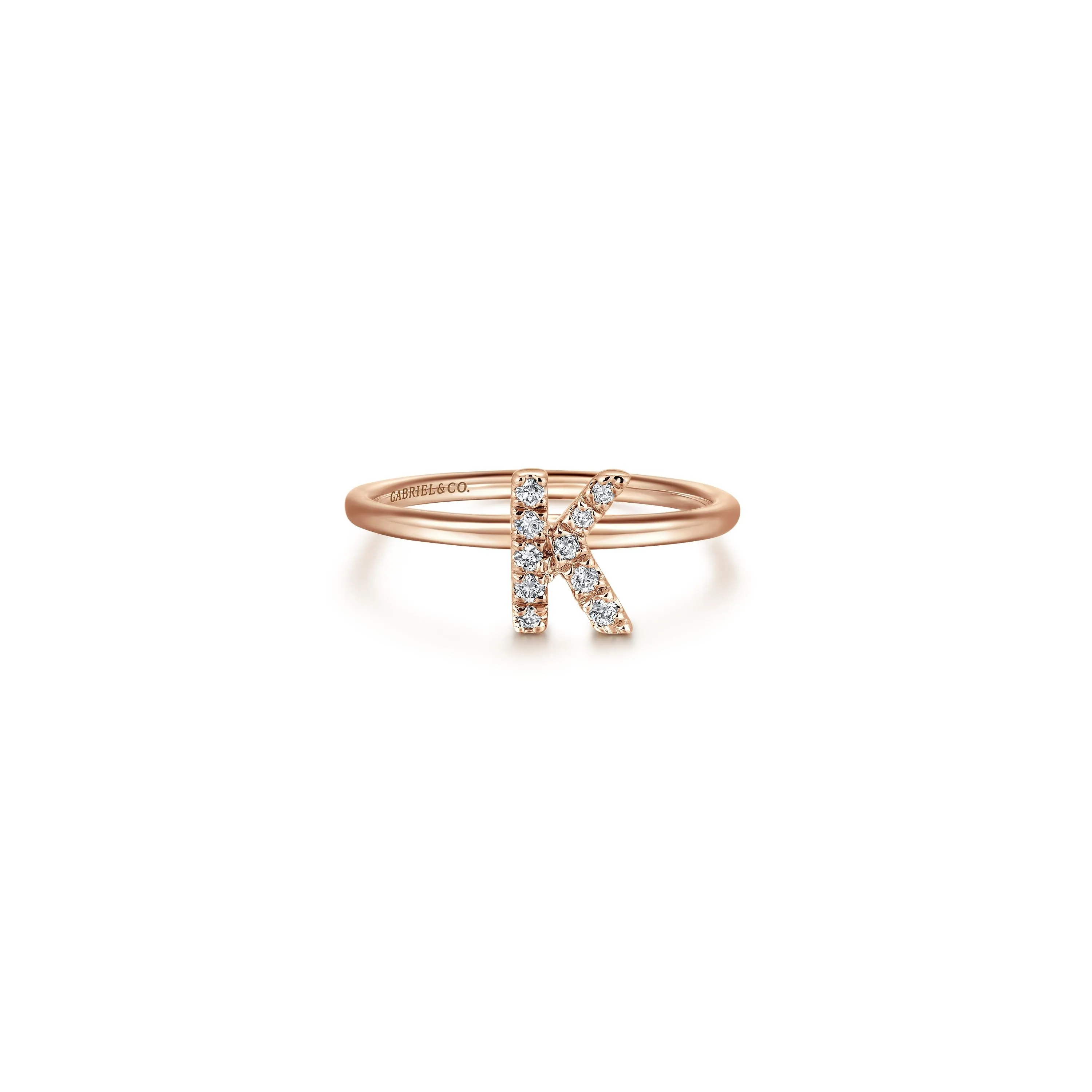 Gabriel 14K Gold Pavé Diamond Initial Ring