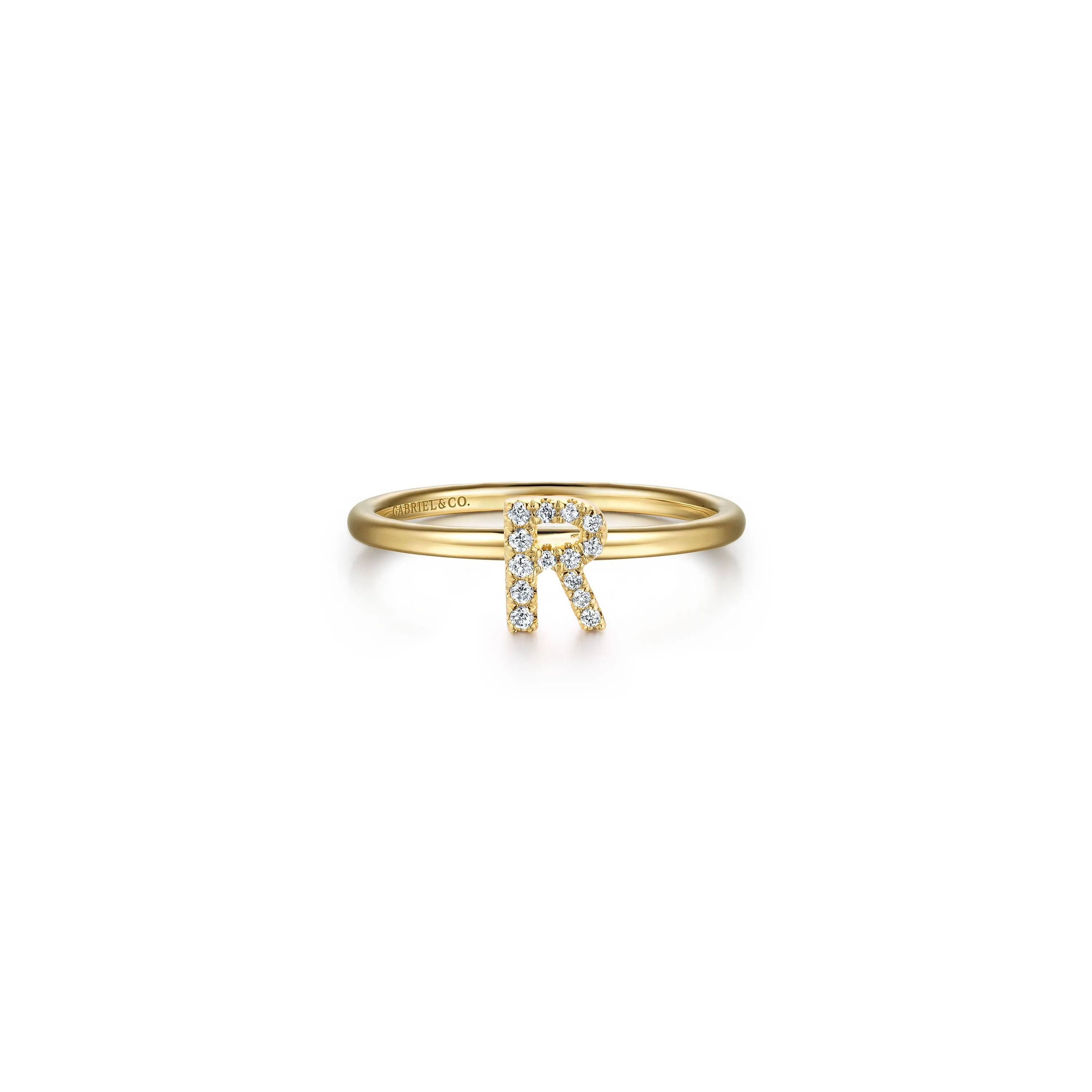 Gabriel 14K Gold Pavé Diamond Initial Ring