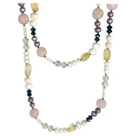 Gemstone Bead & Genuine Pearl Necklace